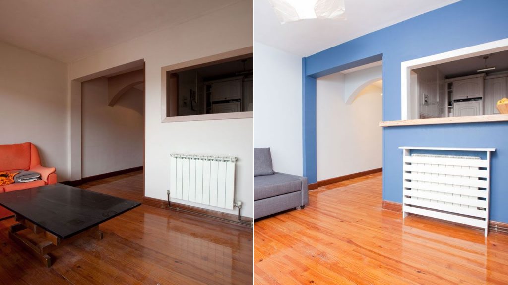 Remodelación sala antes y después